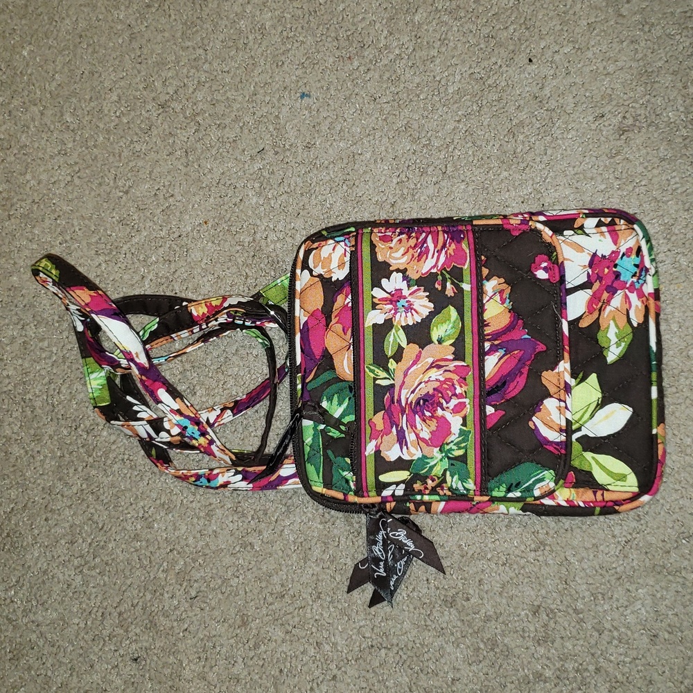 NWOT Vera Bradley English Rose Lizzy mini brown floral crossbody bag